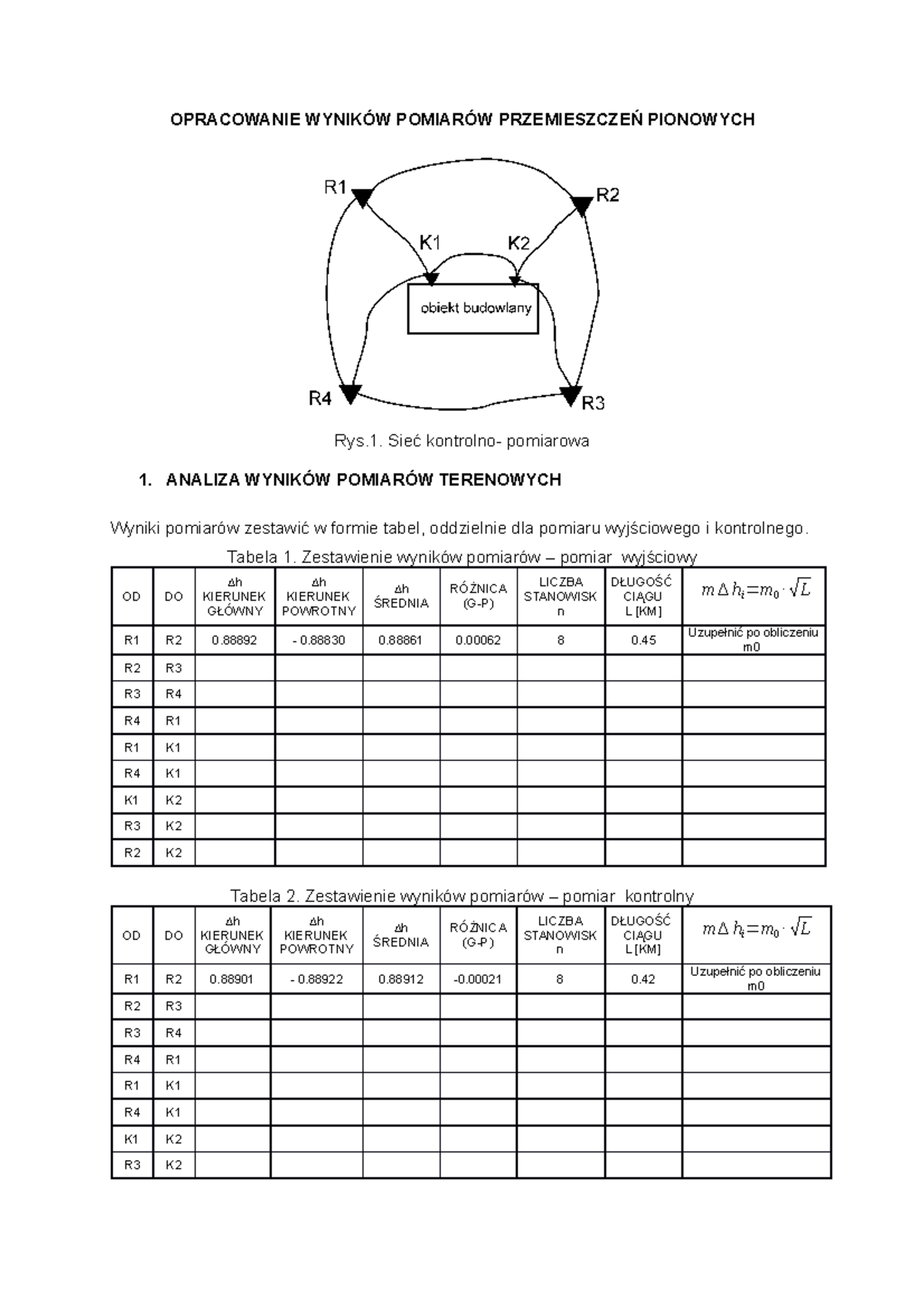 Pomiary Przem Pionowych Opracowanie - OPRACOWANIE PIONOWYCH Rys ...