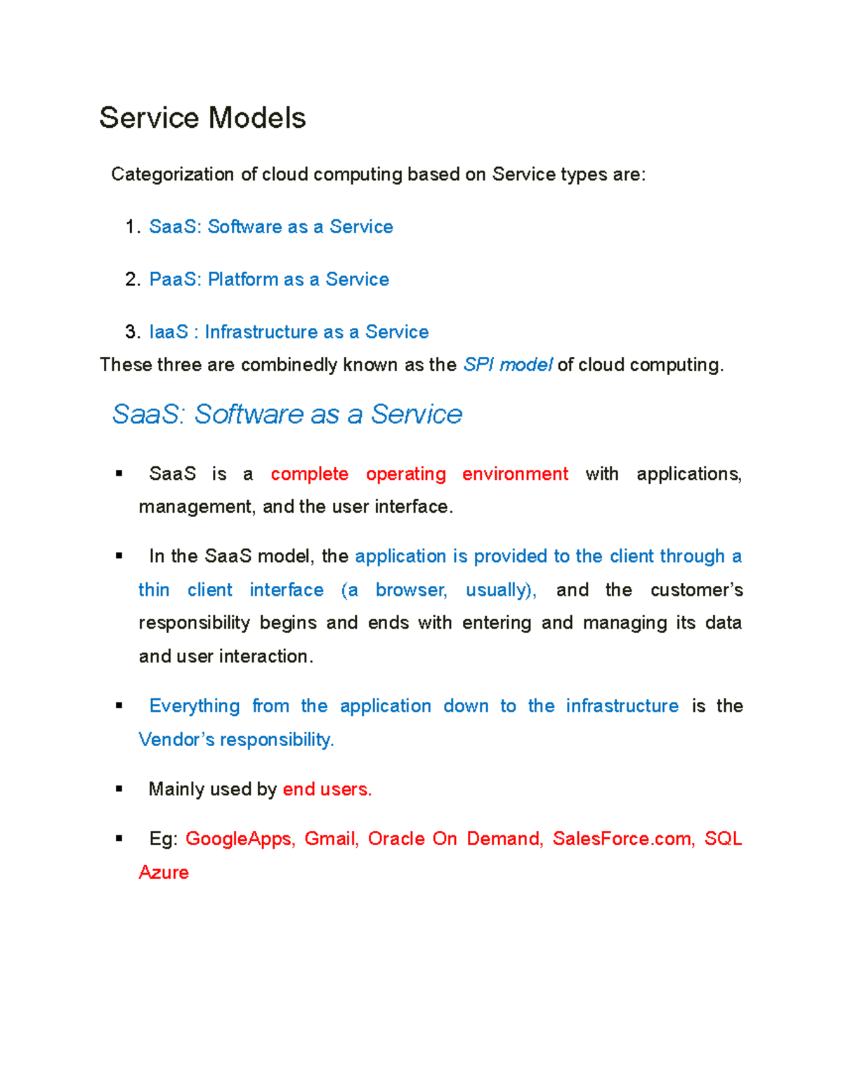 Service Models - Service Models Categorization of cloud computing based ...
