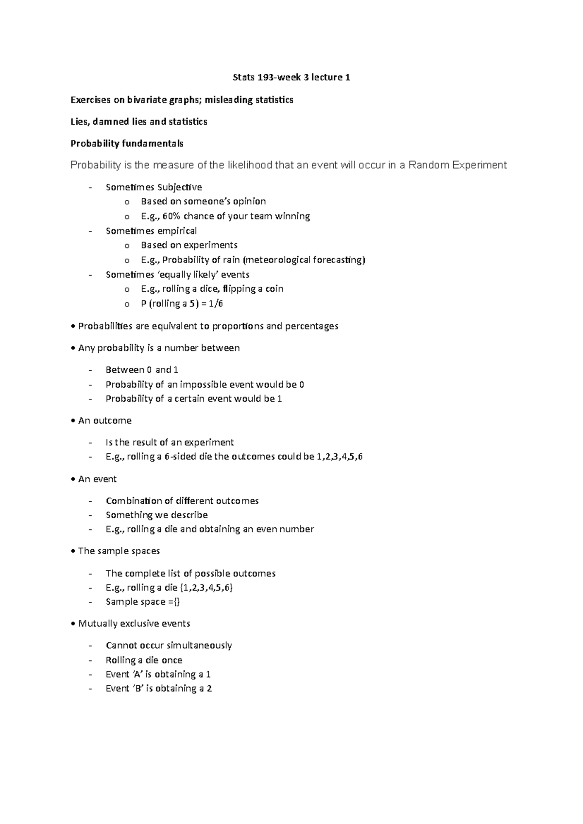 Lecture notes 5 - Stats 193-week 3 lecture 1 Exercises on bivariate ...