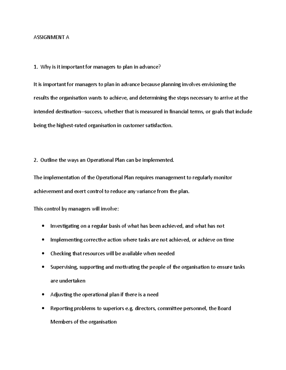 the-implementation-of-the-operational-plan-assignment-a-why-is-it