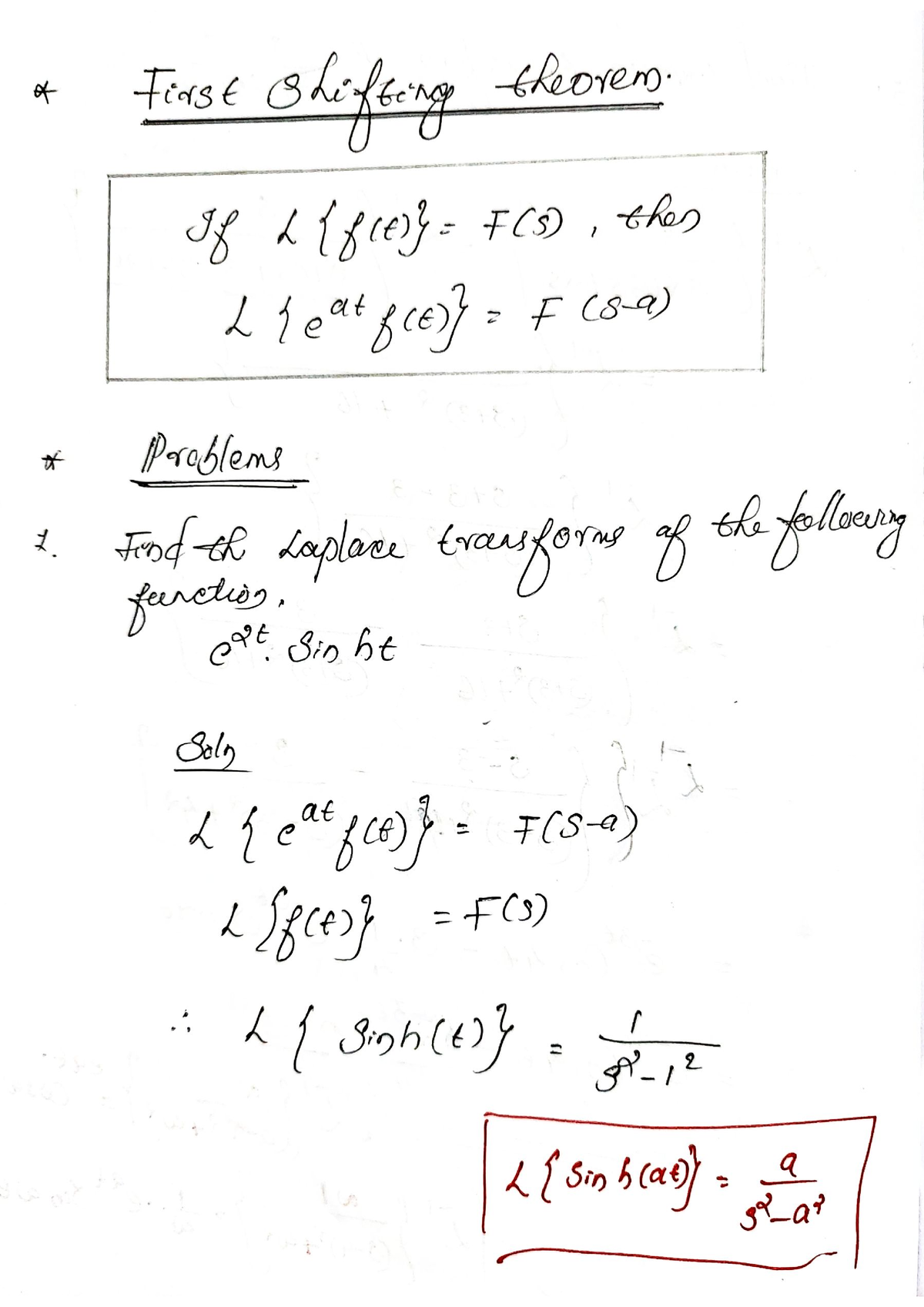 Laplace Transform - First Shifting Theorem - B.tech - Studocu