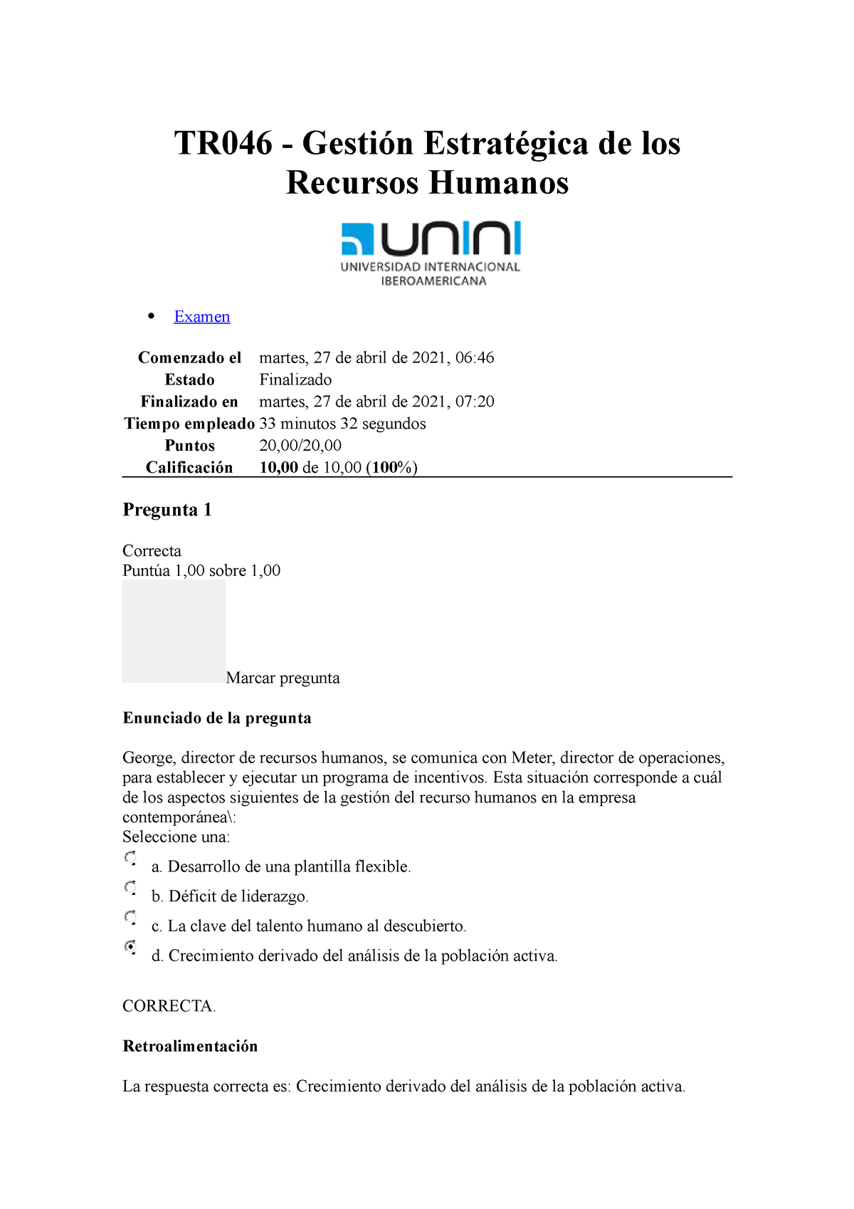 Tr046 Aprobada Jm Recursos Humanos Tr046 Gestión Estratégica De Los Recursos Humanos 6886