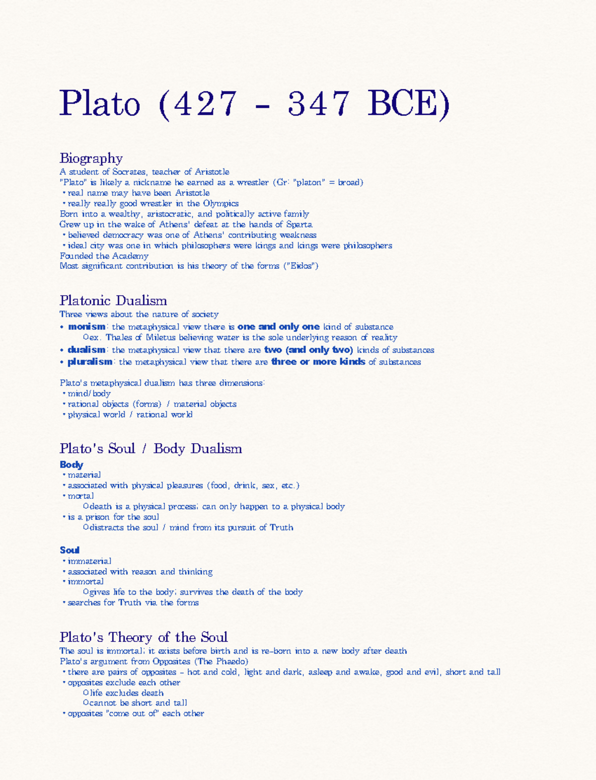 Plato - steven winterfeldt - Plato (427 - 347 BCE) Biography A student ...