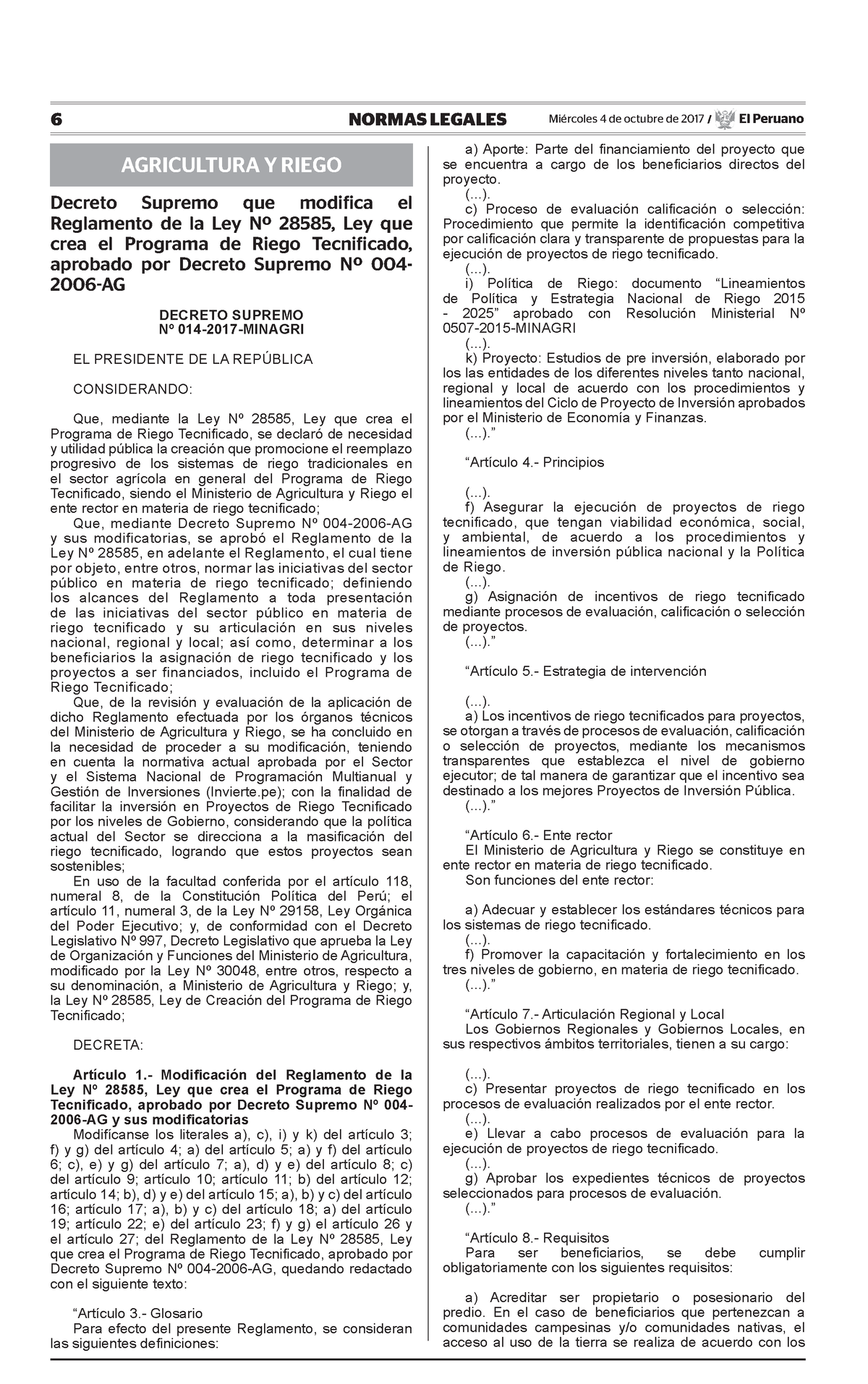 Decreto Supremo Que Modifica El Reglamento De La Ley N 2858 Decreto ...