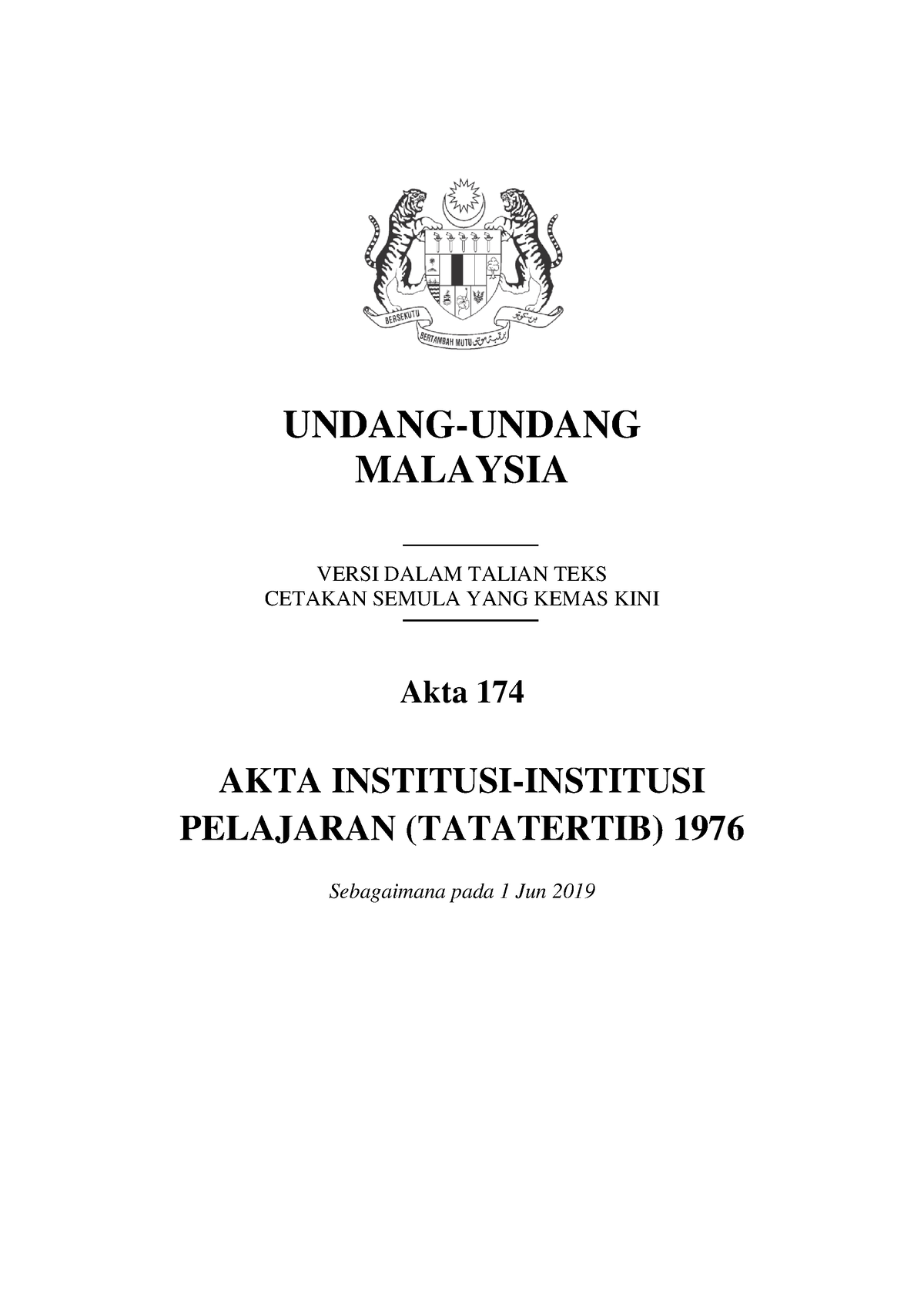 Akta-174-muktamad - UNDANG-UNDANG MALAYSIA VERSI DALAM TALIAN TEKS ...