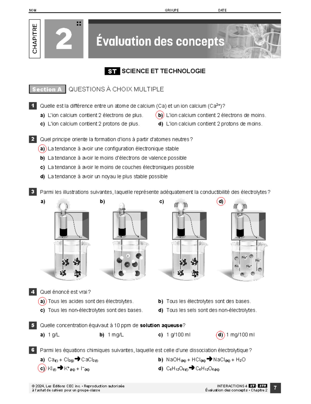 examen pratique science secondaire 4