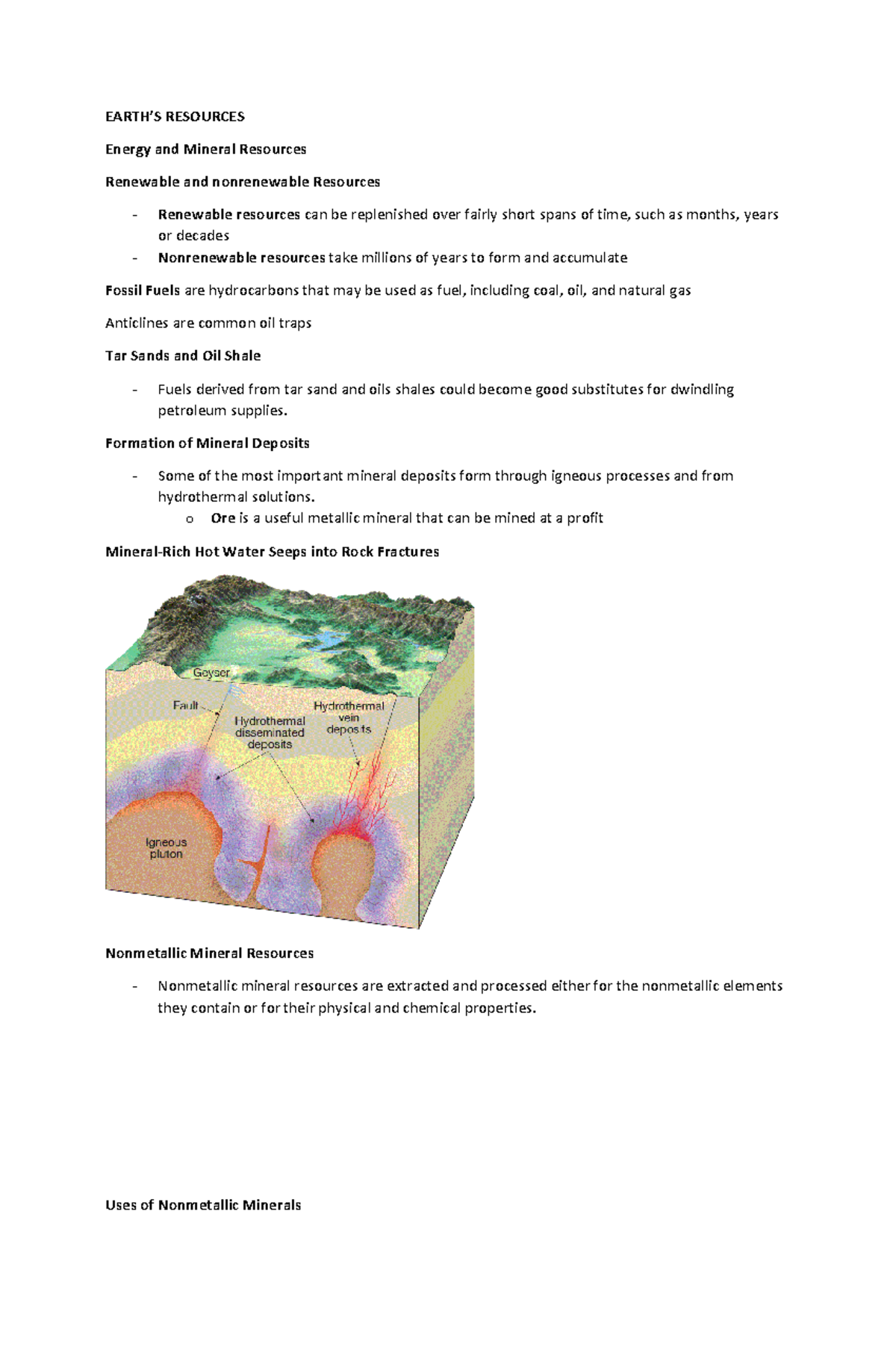 Earth'S Resources - EARTH’S RESOURCES Energy and Mineral Resources ...