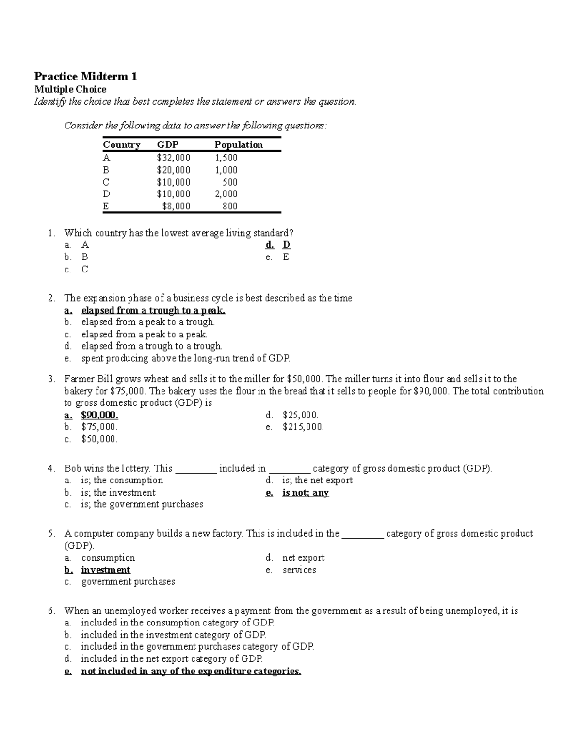 Practice 1-2 - Practice Midterm 1 Multiple Choice Identify The Choice ...