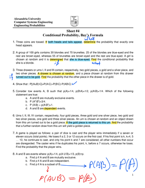 Sheet 4 CSED 1 Alexandria University Computer Systems