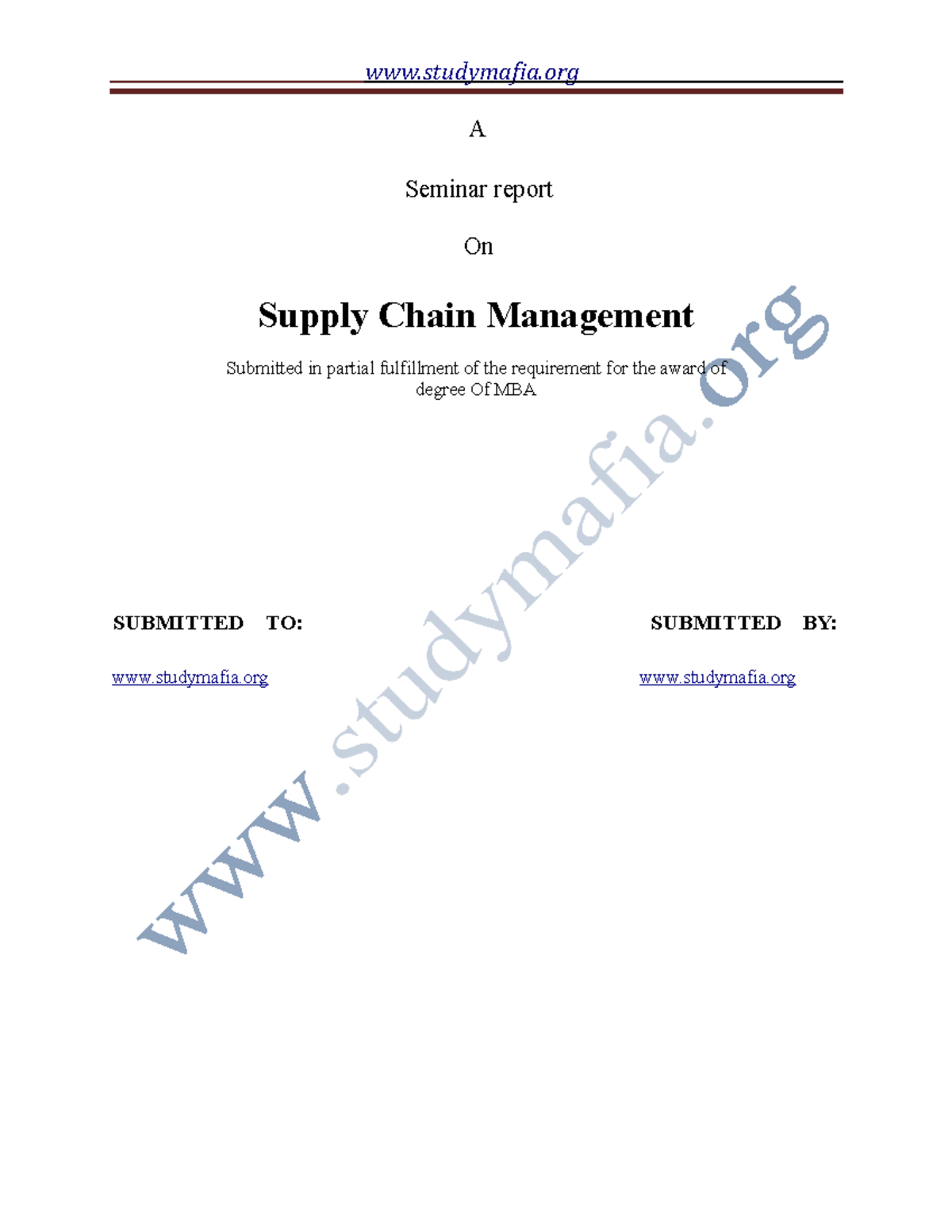 supply chain management mba thesis