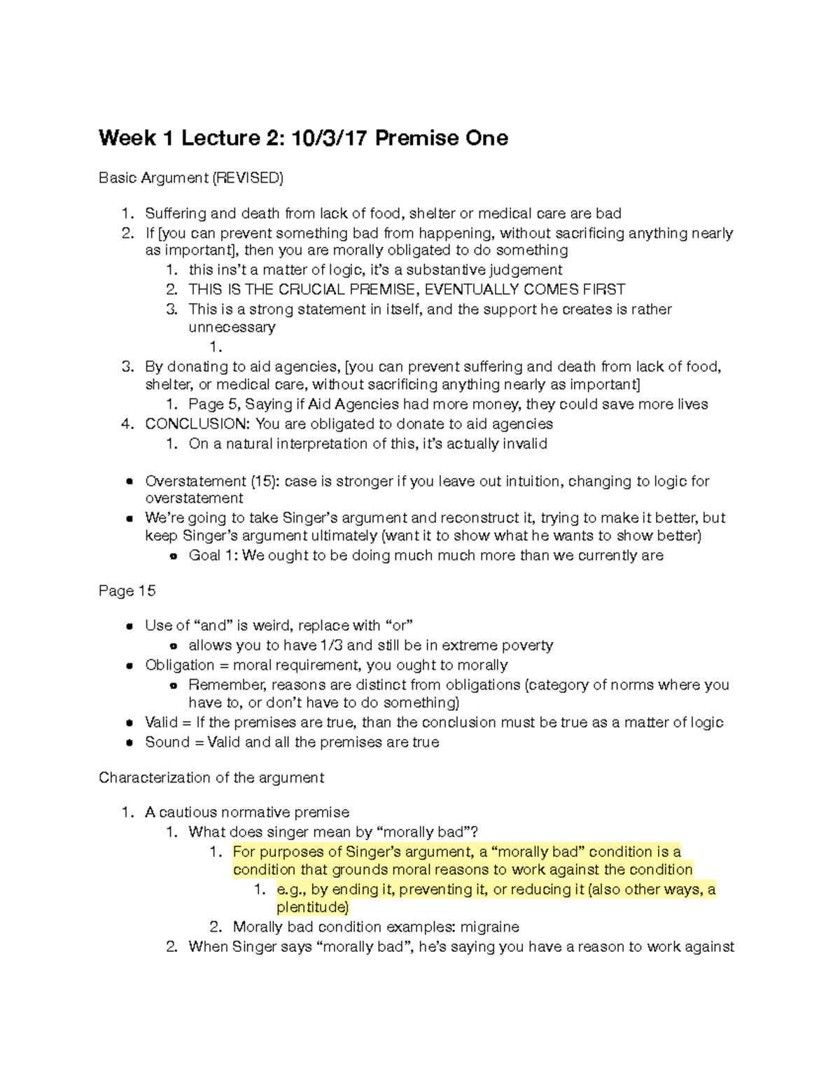 Philos 150 Week 1 Lecture 2 Lecture Notes Week 1 Lecture 2 10317 Premise One Basic 2978