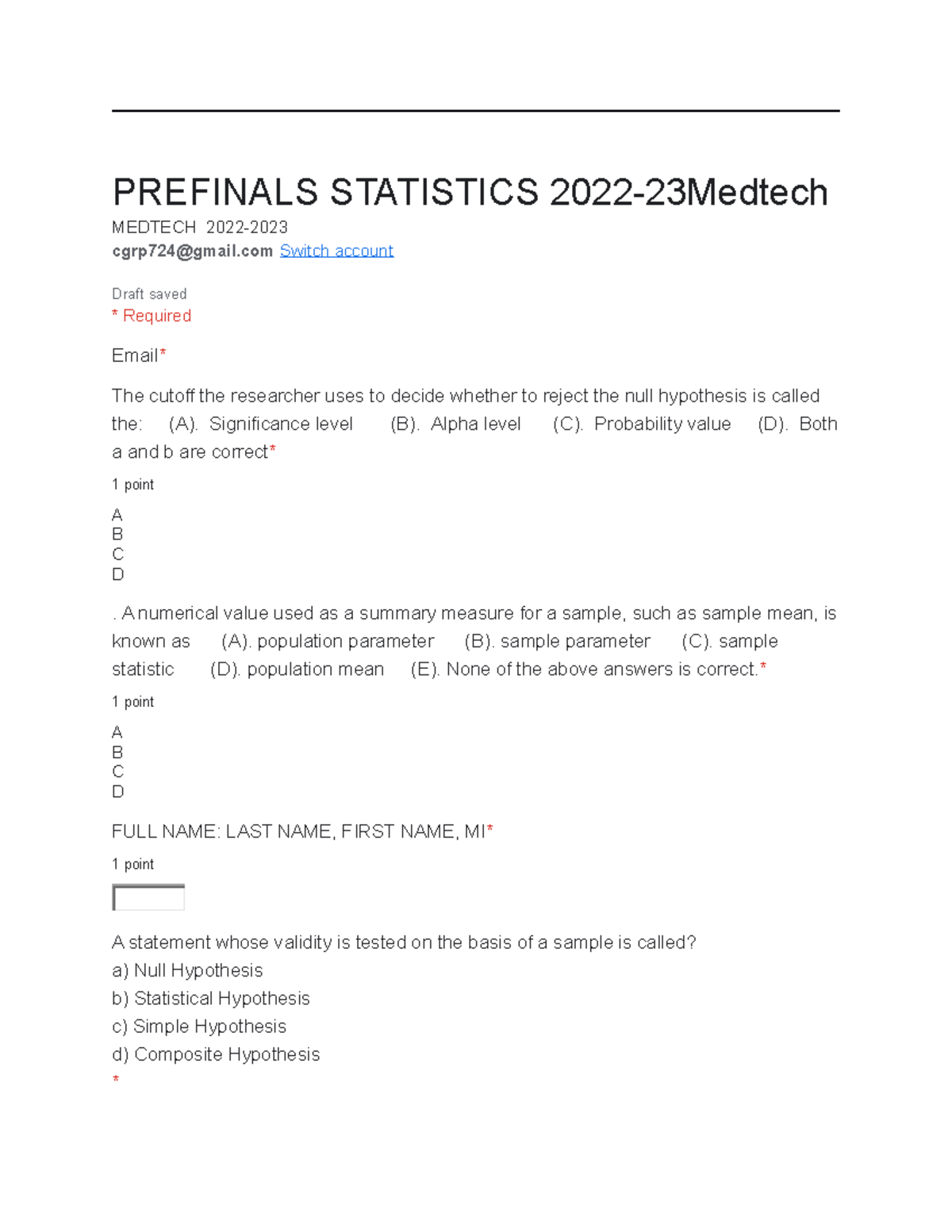 Prefinals Statistics 2022 - PREFINALS STATISTICS 2022-23Medtech MEDTECH ...