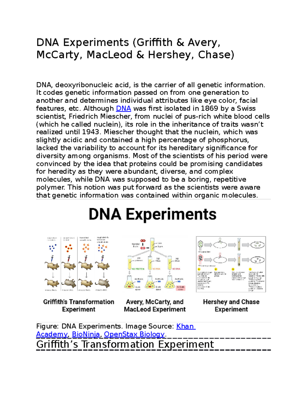 griffith and avery experiment summary