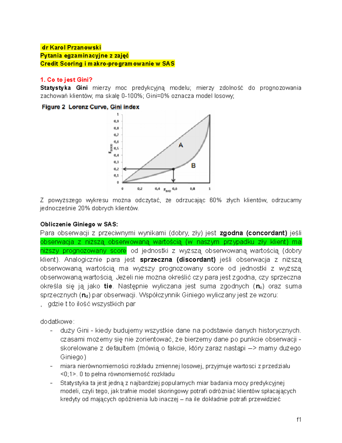 Credit Scoring - Pytania Egzaminacyjne + Odpowiedzi - Dr Karol ...