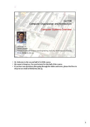 SC1006 notes - SC Week 8 (Signal chain sub system) 1. Computer ...