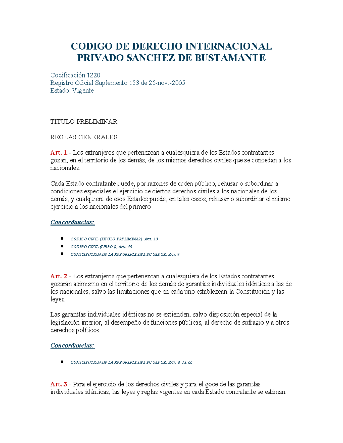 Codigo De Derecho Internacional Privado Sanchez De Bustamante - CODIGO ...