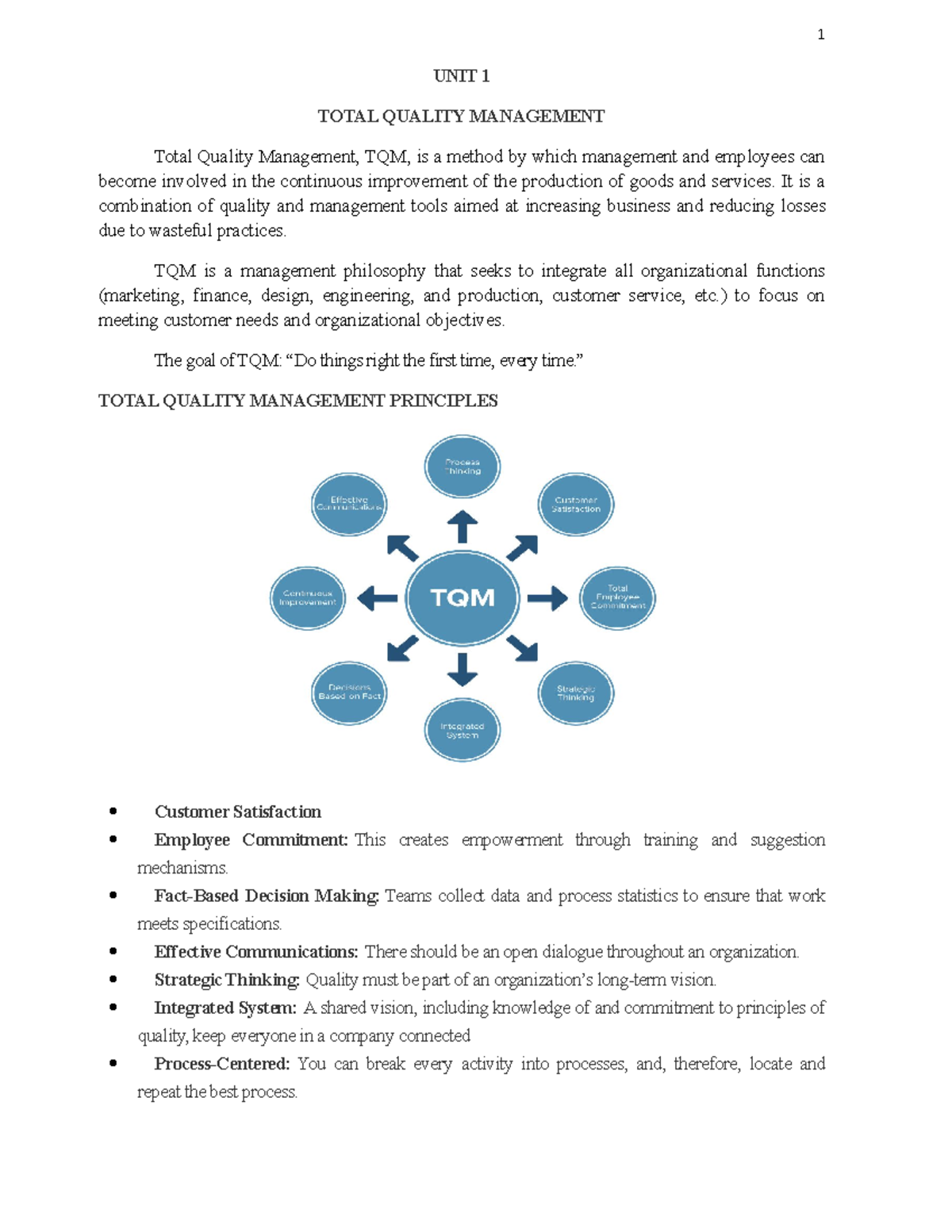 case study related to total quality management