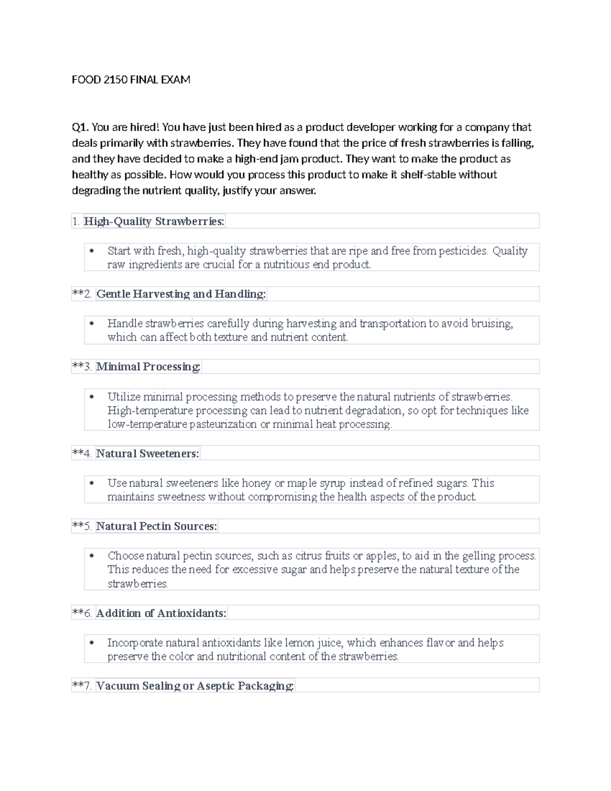 FOOD 2150 Final EXAM - *Practice Questions with template answers NOT ...