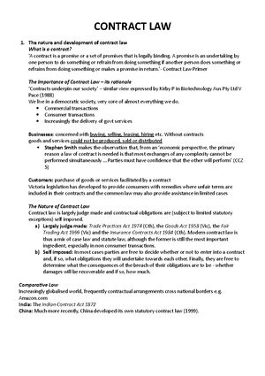 Contract law exam notes - ! "! !"#$%&!$'(&)' ' - Studocu