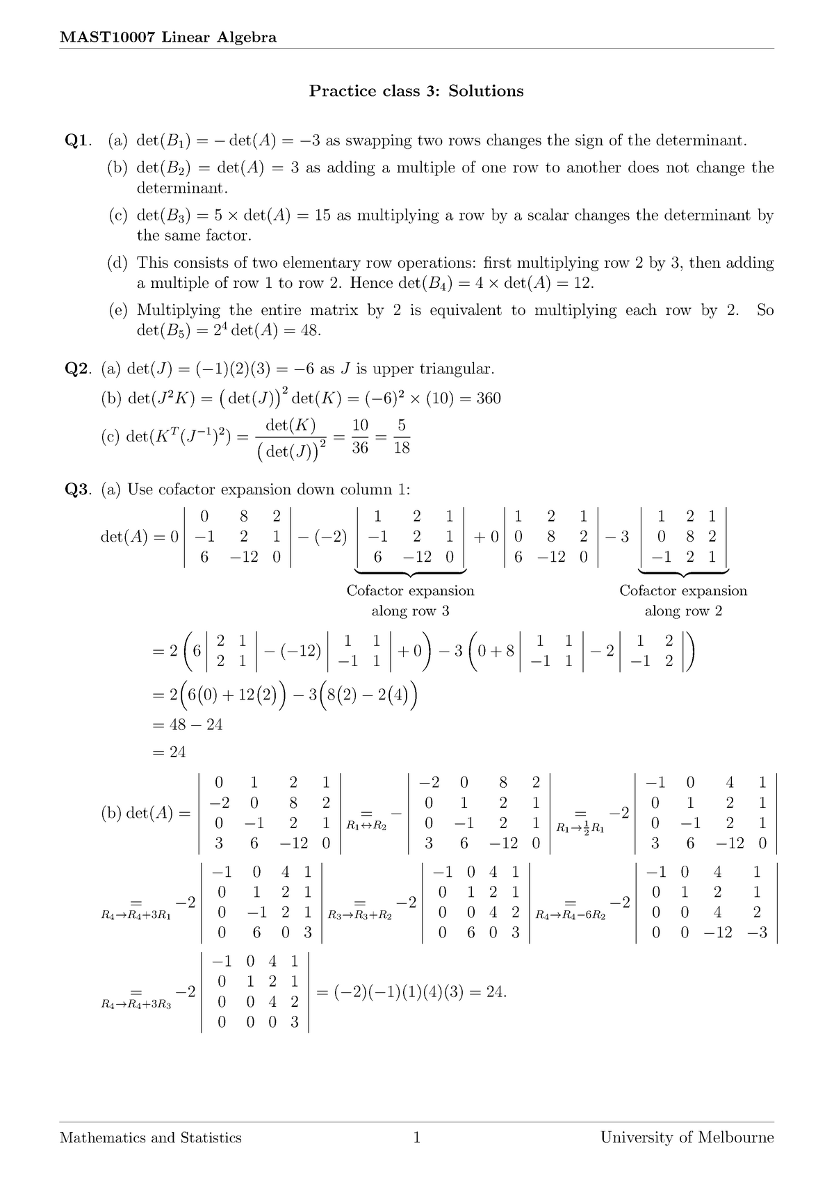 Tute3solutions - Solutions Tutorial Week 2 2021 Semester 1 For Linear ...