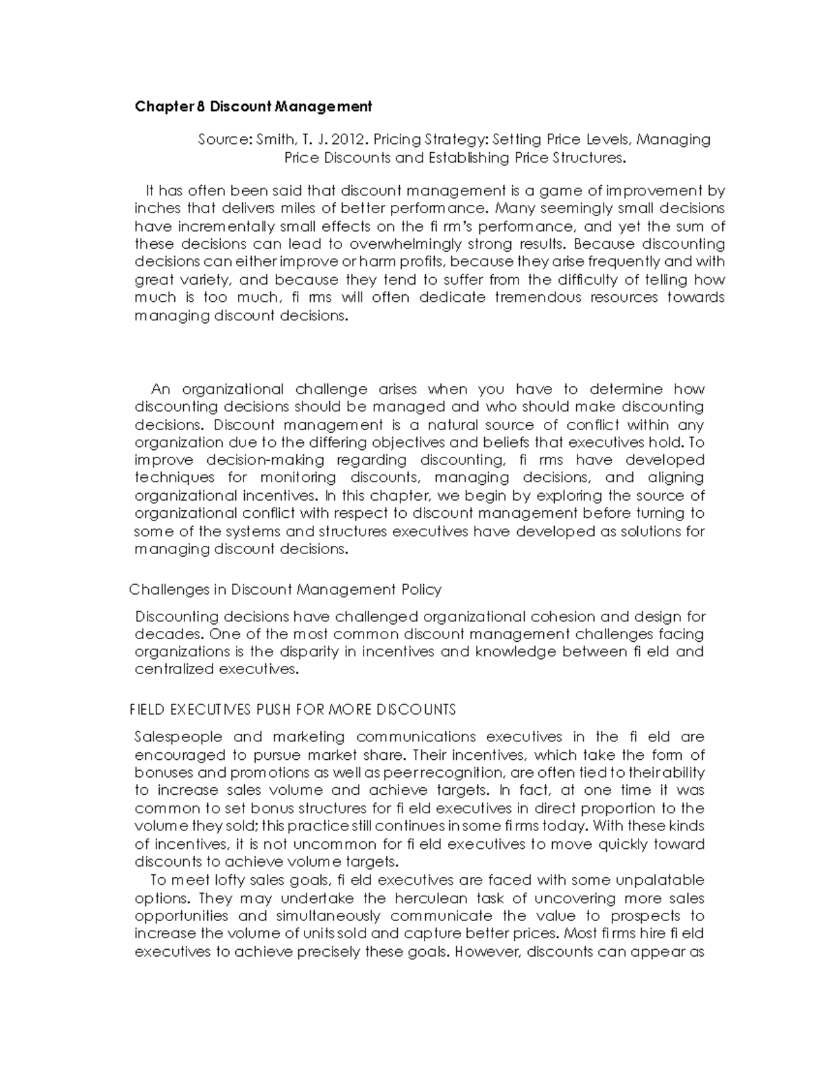 Pricing strategy chapter 8 - Chapter 8 Discount Management Source ...