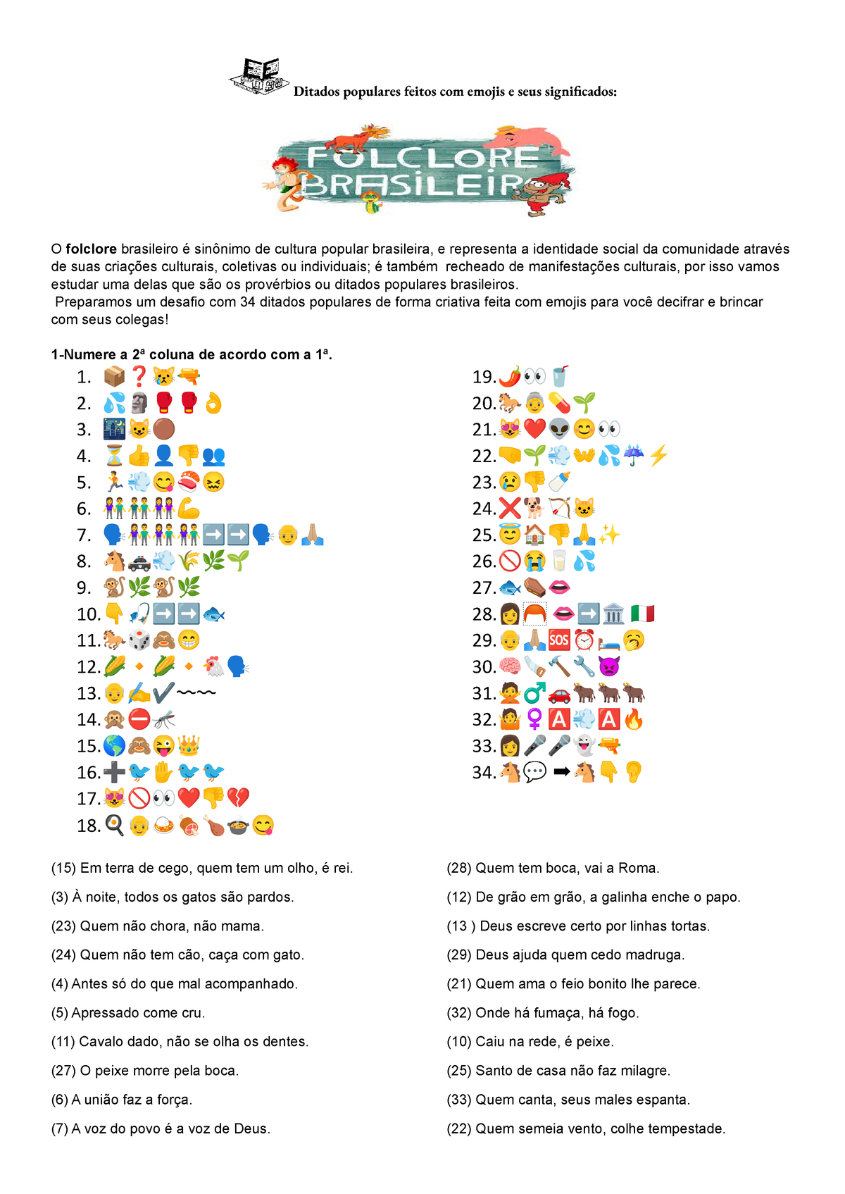 Ditados Populares Em Emojis Ingles StuDocu