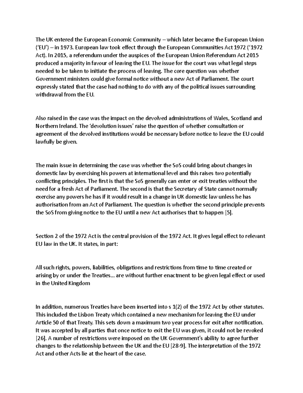 miller v secretary of state for exiting the european union