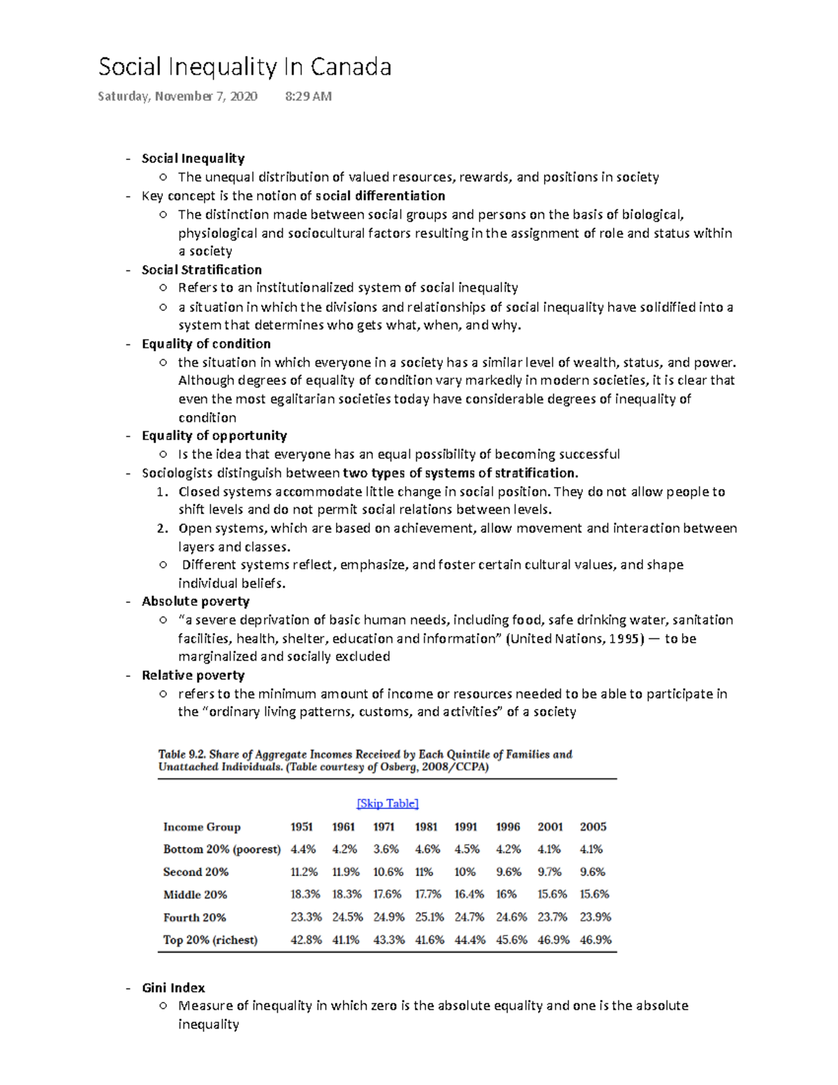 Social Inequality - Lecture notes 4 - ^ŽĐŝĂů /ŶĞƋƵĂůŝƚLJ ż - Studocu