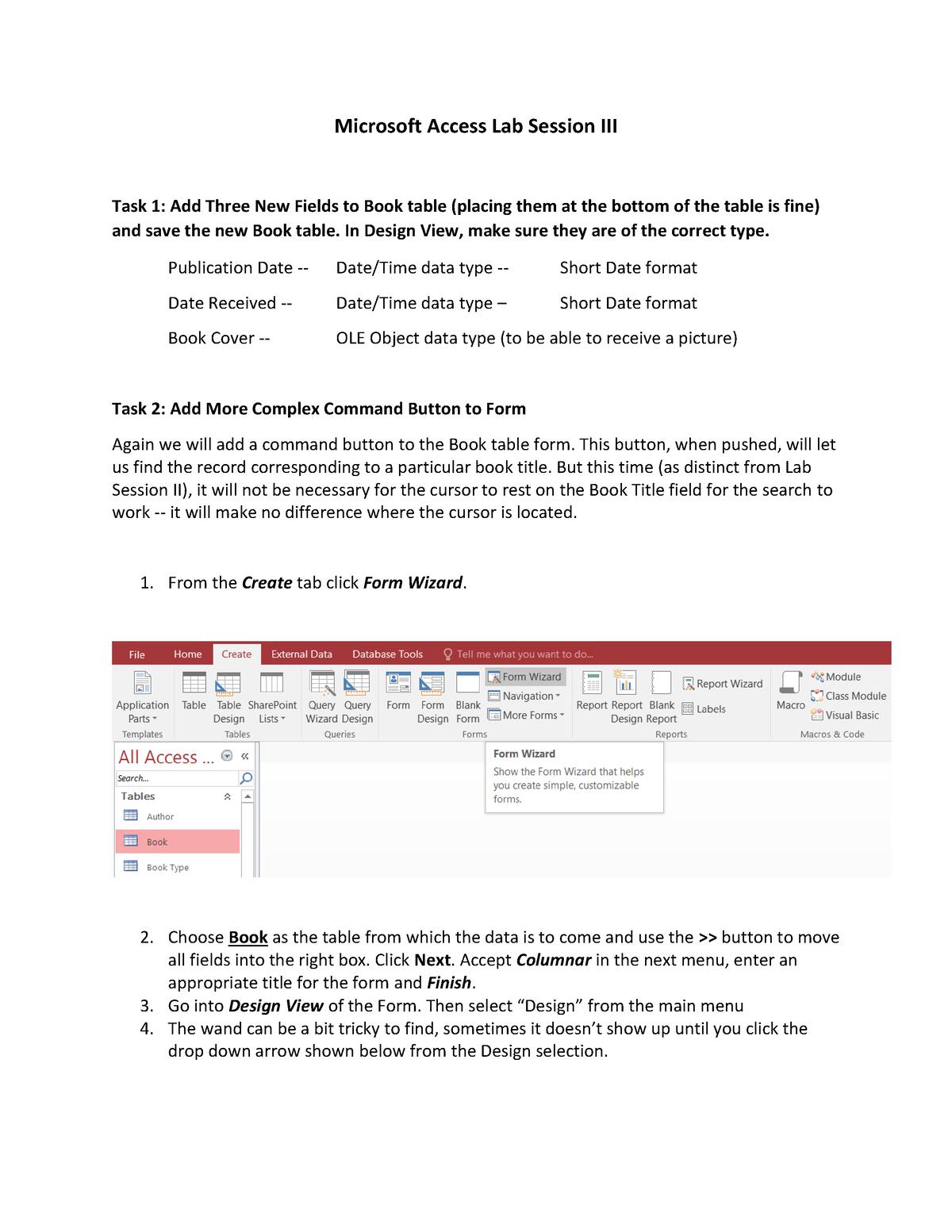 Microsoft Access 2016 Tutorial 3 Updated - Microsoft Access Lab Session ...