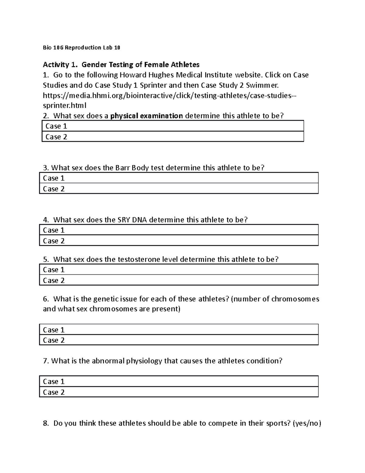 Lab 10 Bio 106 Reproduction(1) Bio 106 Reproduction Lab 10 Activity 1