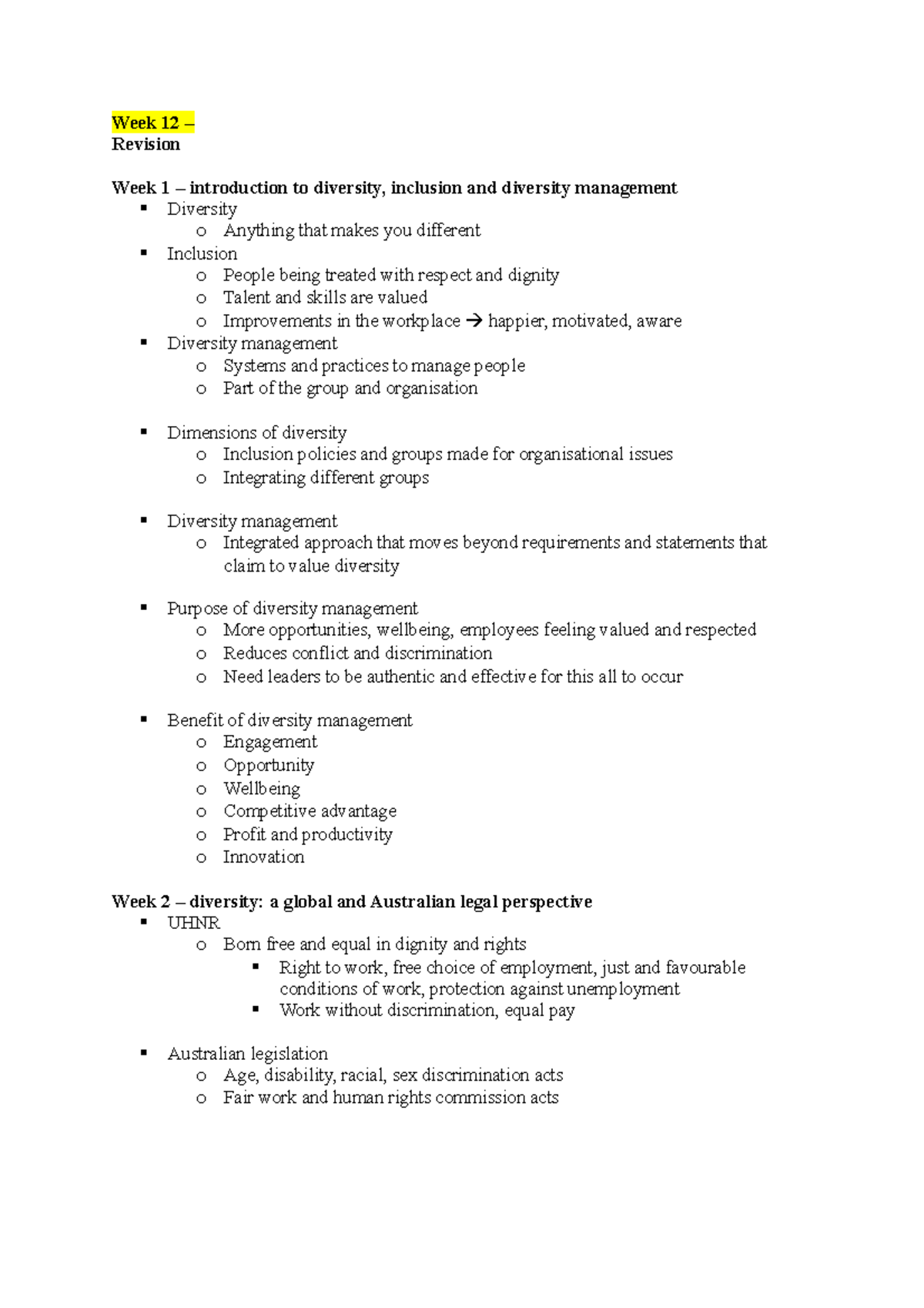 BUSN304 Week 12 - LECTURE NOTES - Week 12 – Revision Week 1 ...