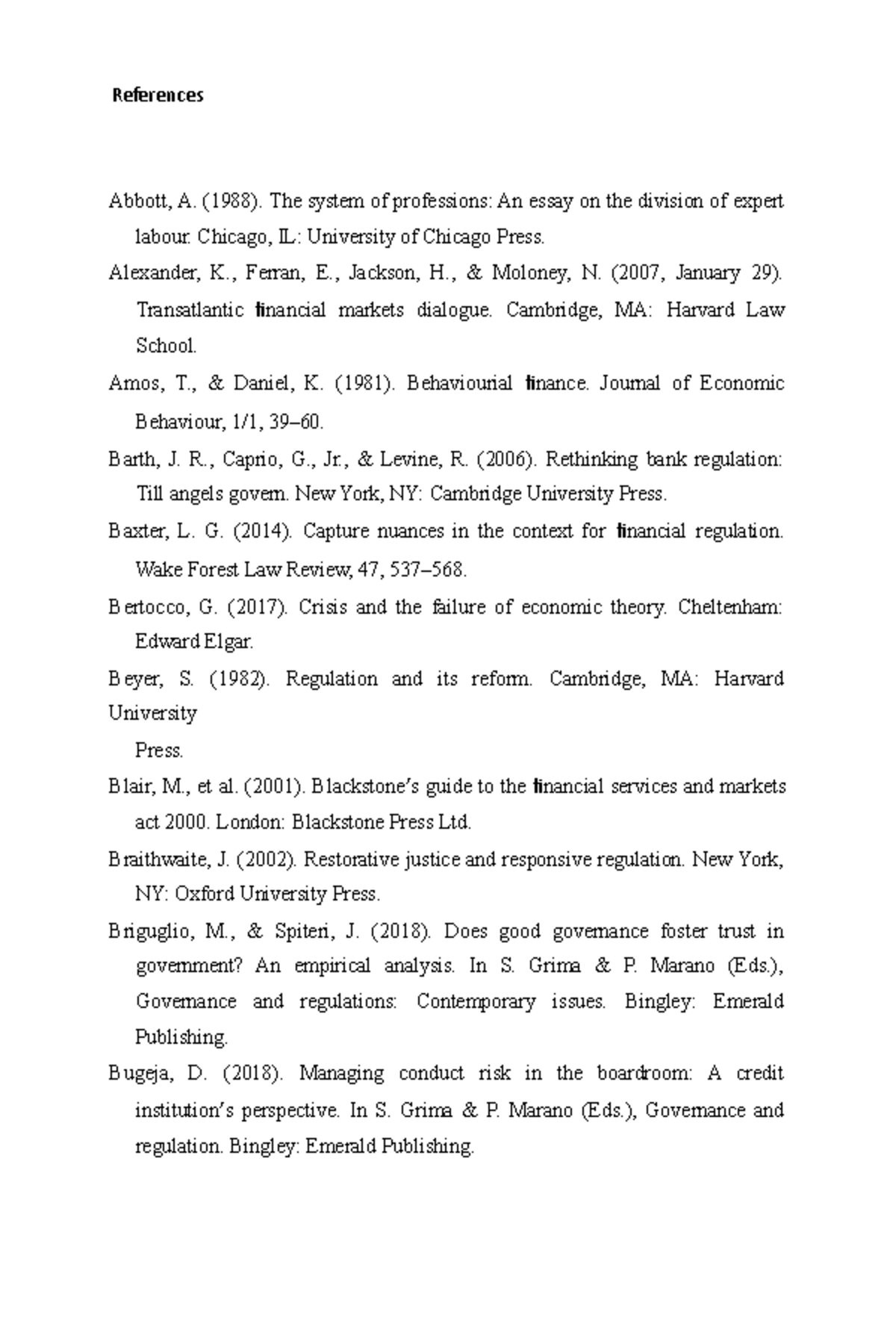 Banking%20law%20referenc - References Abbott, A. (1988). The system of ...