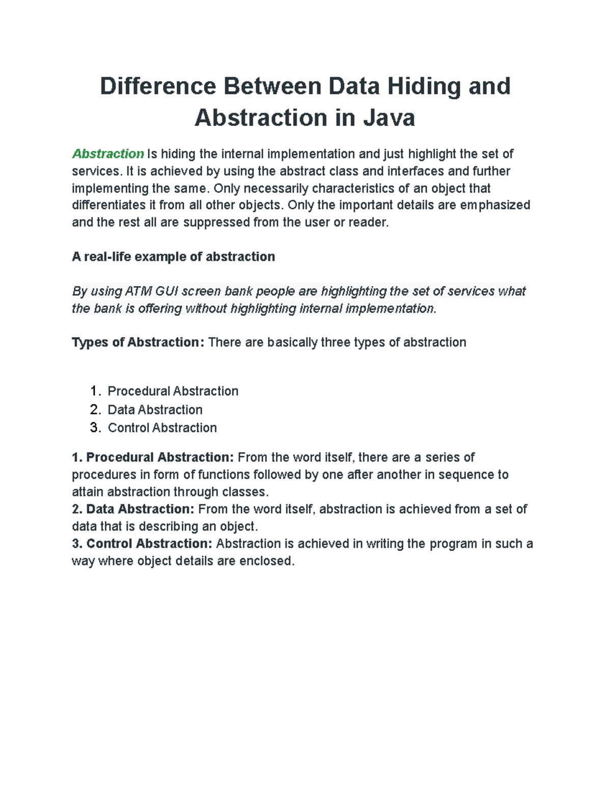 Difference Between Data Hiding and Abstraction in Java - Difference ...