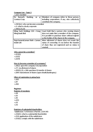 Topic 5 tutorial practice - TRI 2 2020/ COMPANY LAW II TUTORIAL 5 ...