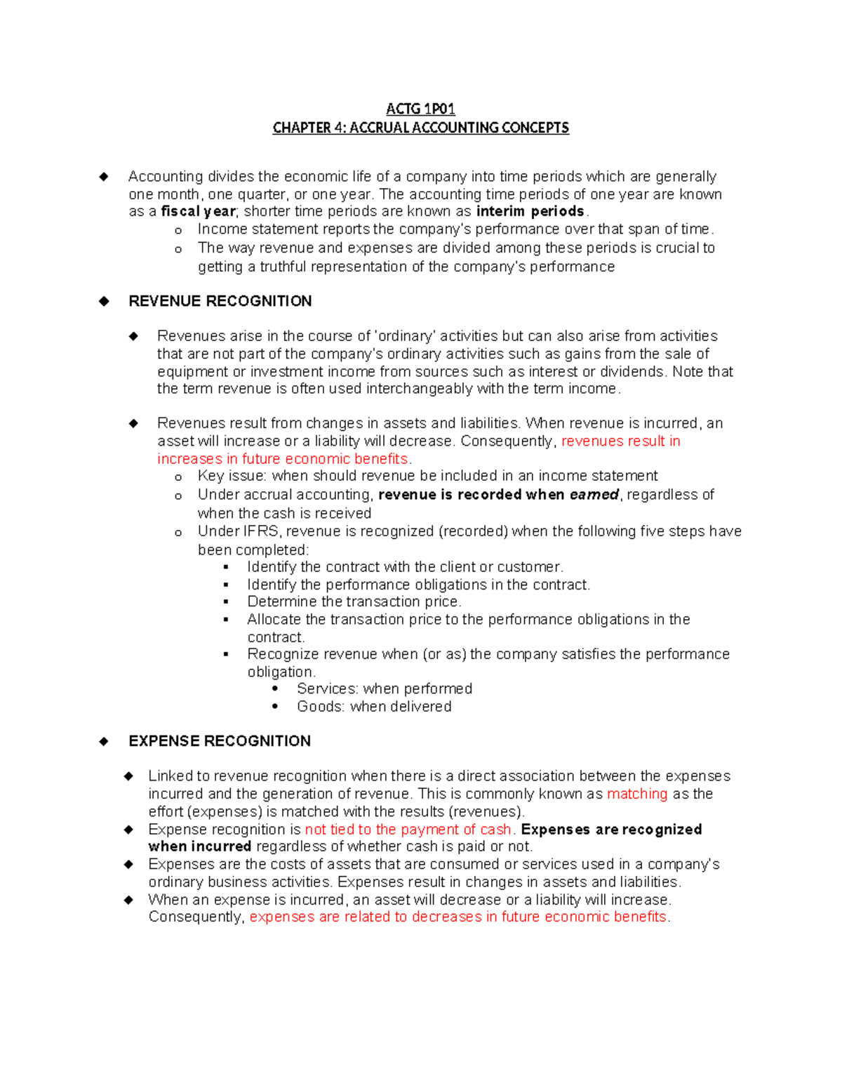 Chapter 4 Summary Notes - ACTG 1P CHAPTER 4: ACCRUAL ACCOUNTING ...