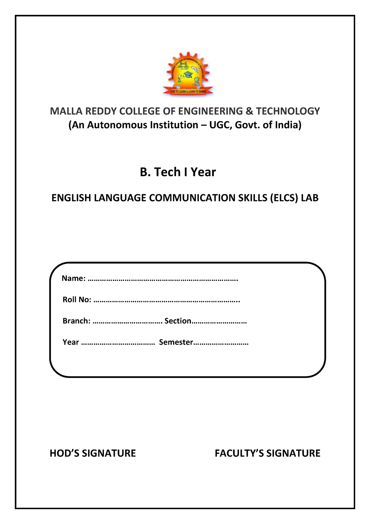 ELCS LAB Manual Final Print Copy - MALLA REDDY COLLEGE OF ENGINEERING ...