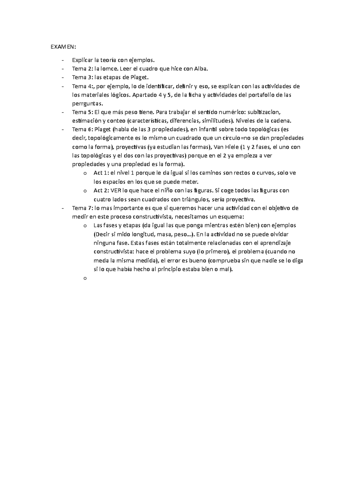 Repaso examen - EXAMEN: Explicar la teoría con ejemplos. Tema 2: la ...