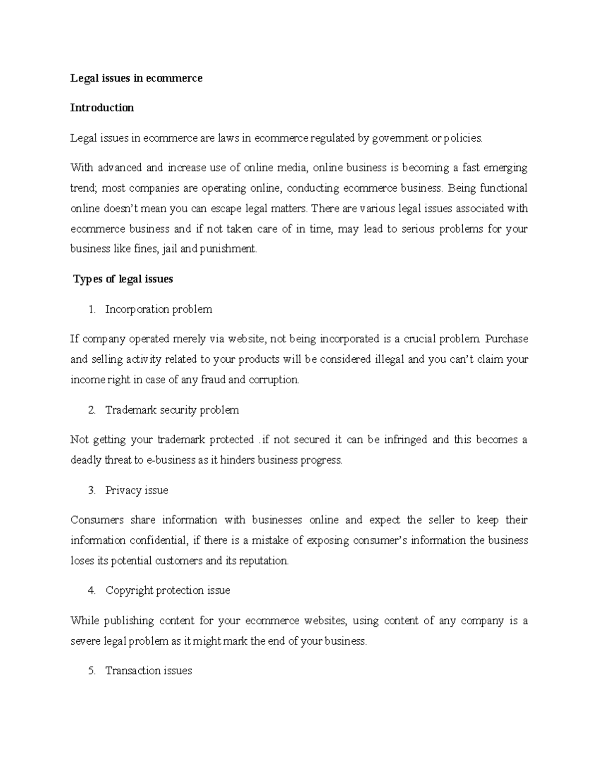Legal issues in ecommerce - Legal issues in ecommerce Introduction ...