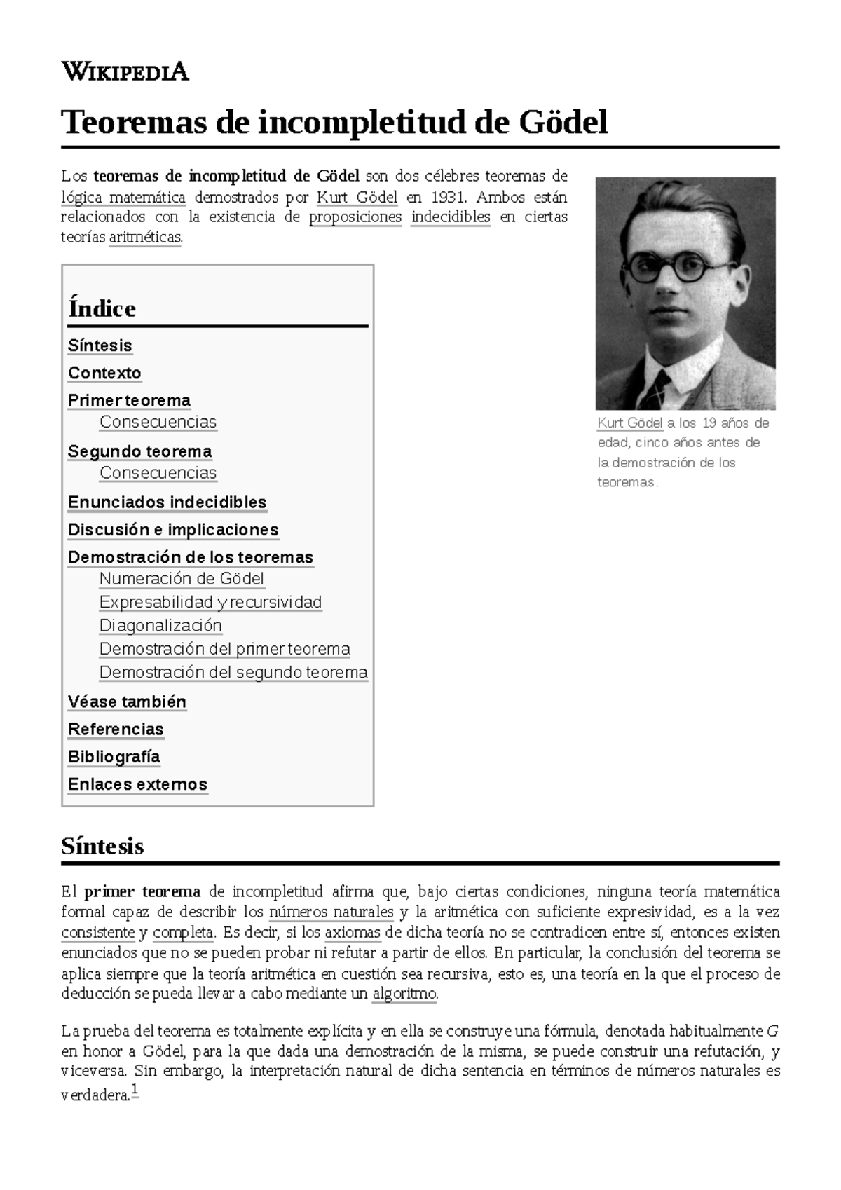 Teoremas de de Gödel Kurt Gödel