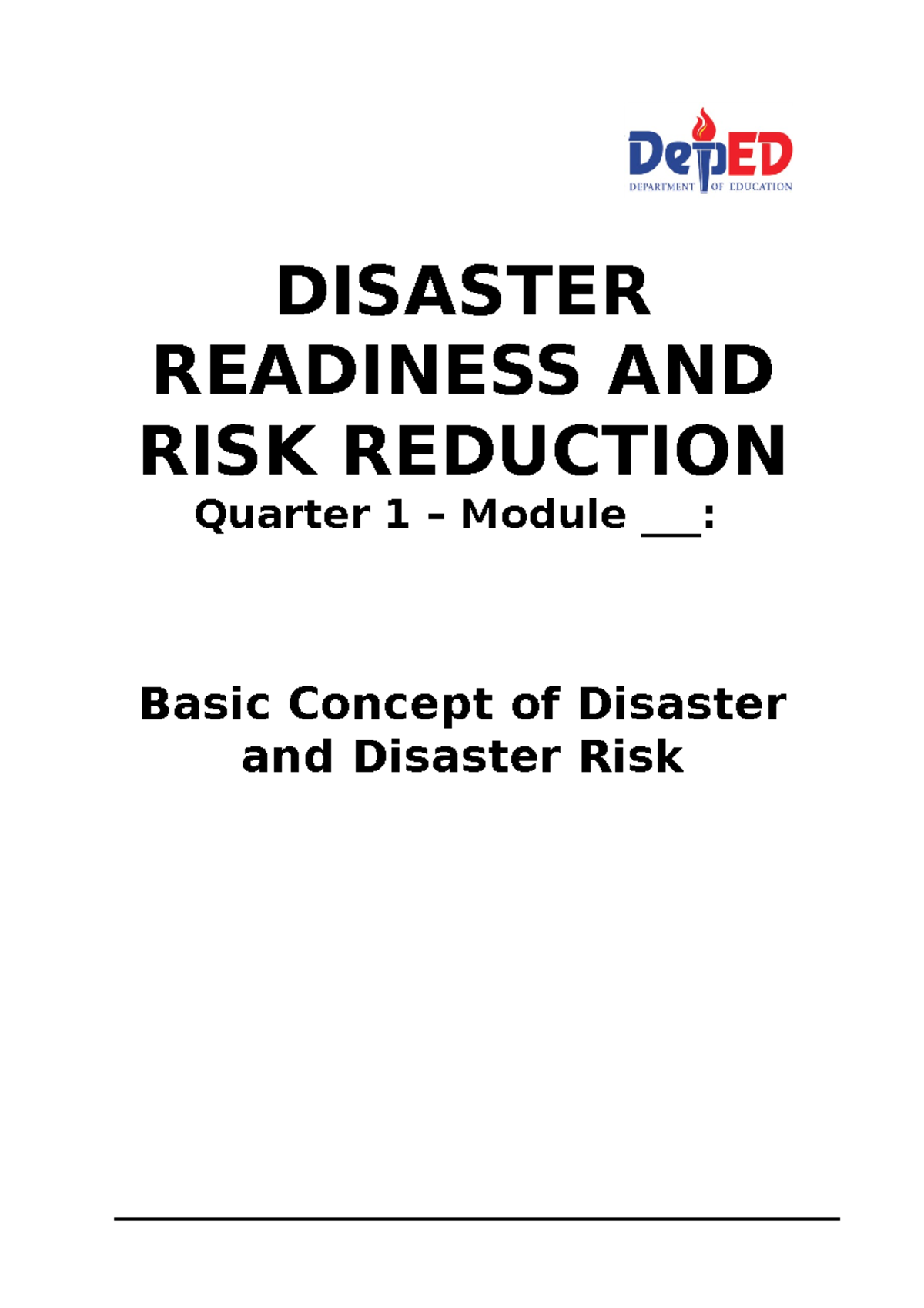 Module Q1 W1 DRRR With Title Page Final- Copy - DISASTER READINESS AND ...