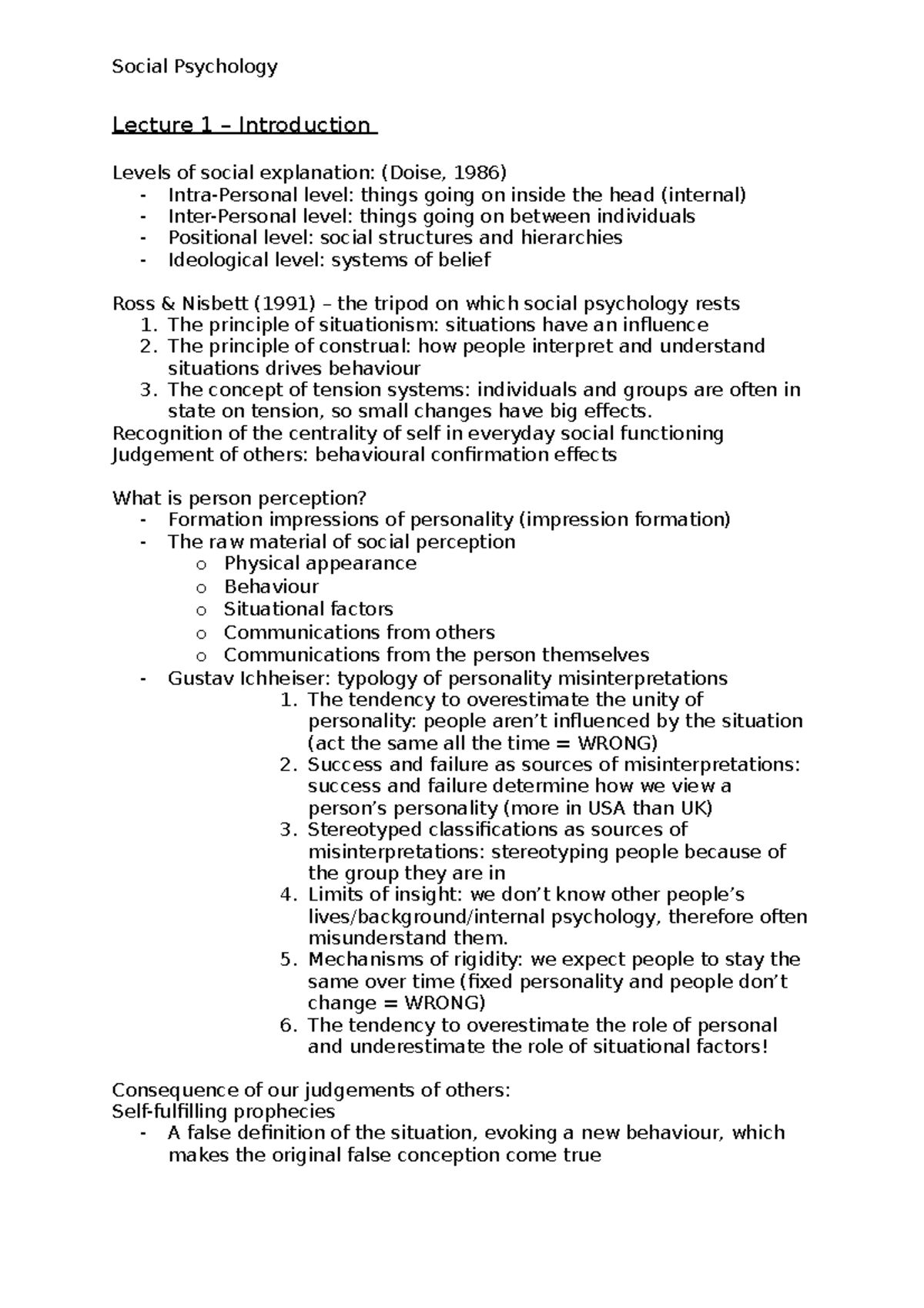 Lecture 1 – Introduction - Social Psychology Lecture 1 – Introduction ...