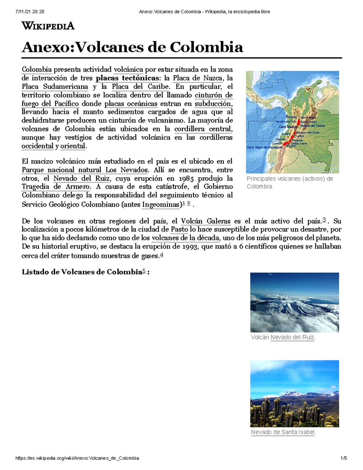 Cuales Son Los Nevados De Colombia Wikipedia Hotsell 