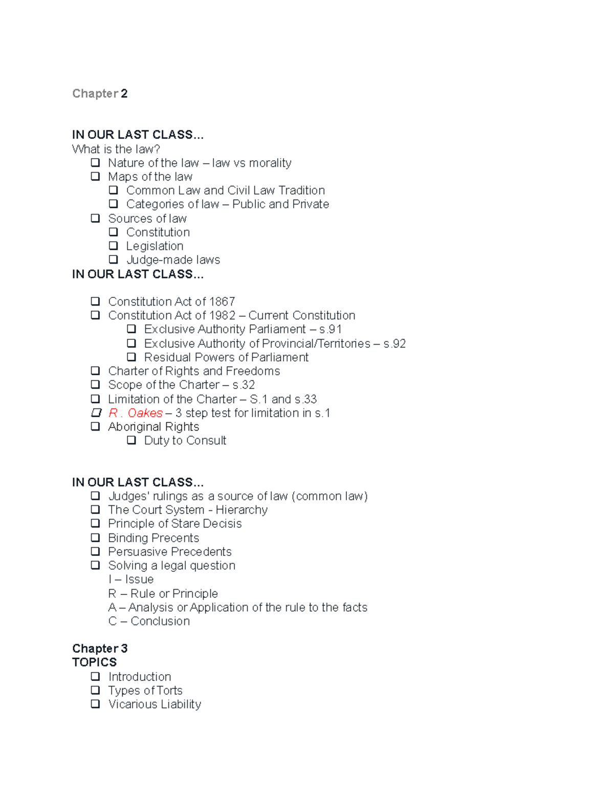 Business Law 122 Class 2 notes - BUSINESS LAW Chapter 2 IN OUR LAST ...