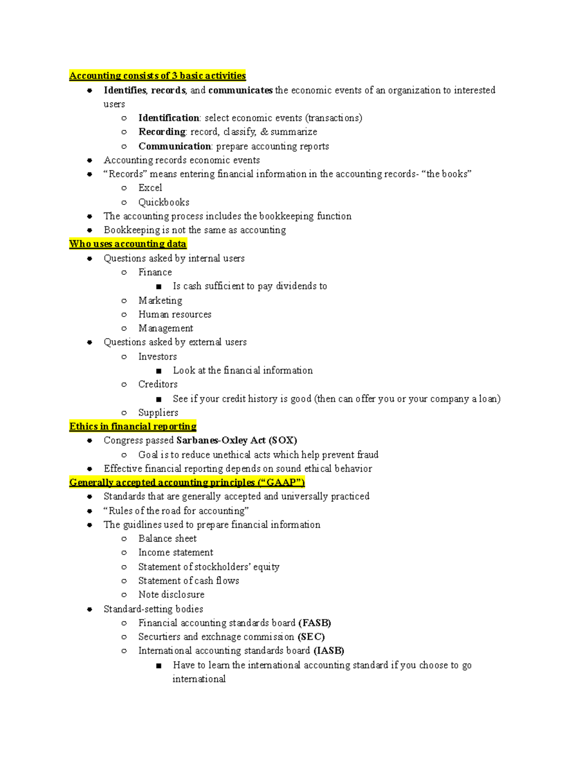 Chapter 1- Financial Accounting - Accounting consists of 3 basic ...