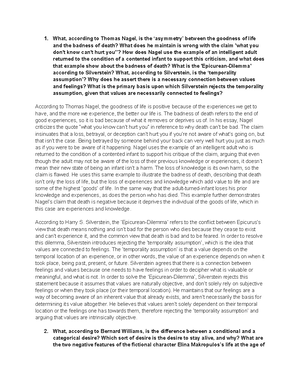 2073 Death Reading Notes - 2073 : Philosophy of Death FINAL EXAM Week 7 ...
