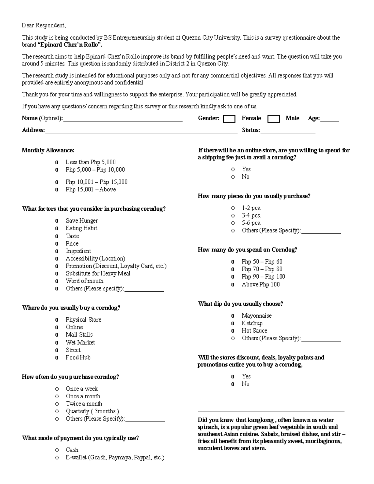 Survey-Form - DSDUSDUSDHUSHDSUDSUDSUDHUSHDSDHUSD - Dear Respondent ...