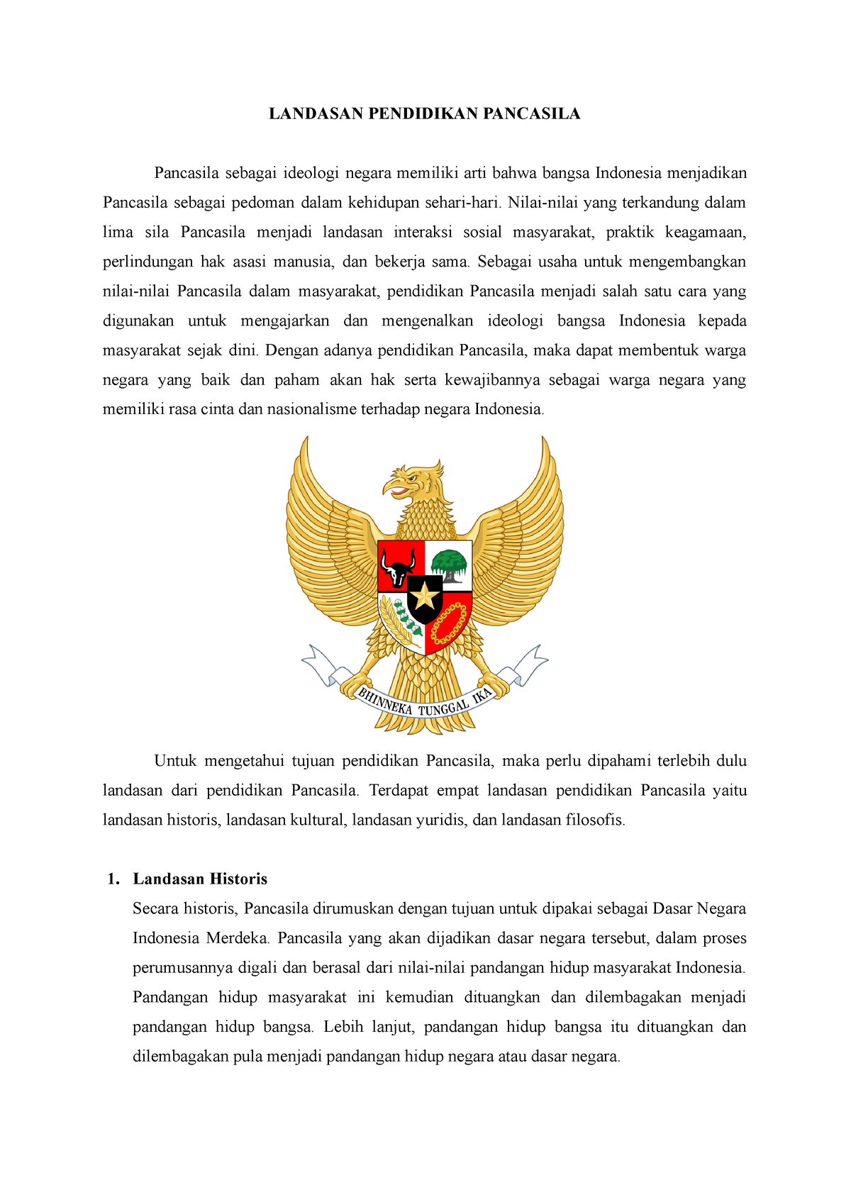 Landasan Pendidikan Pancasila - LANDASAN PENDIDIKAN PANCASILA Pancasila ...