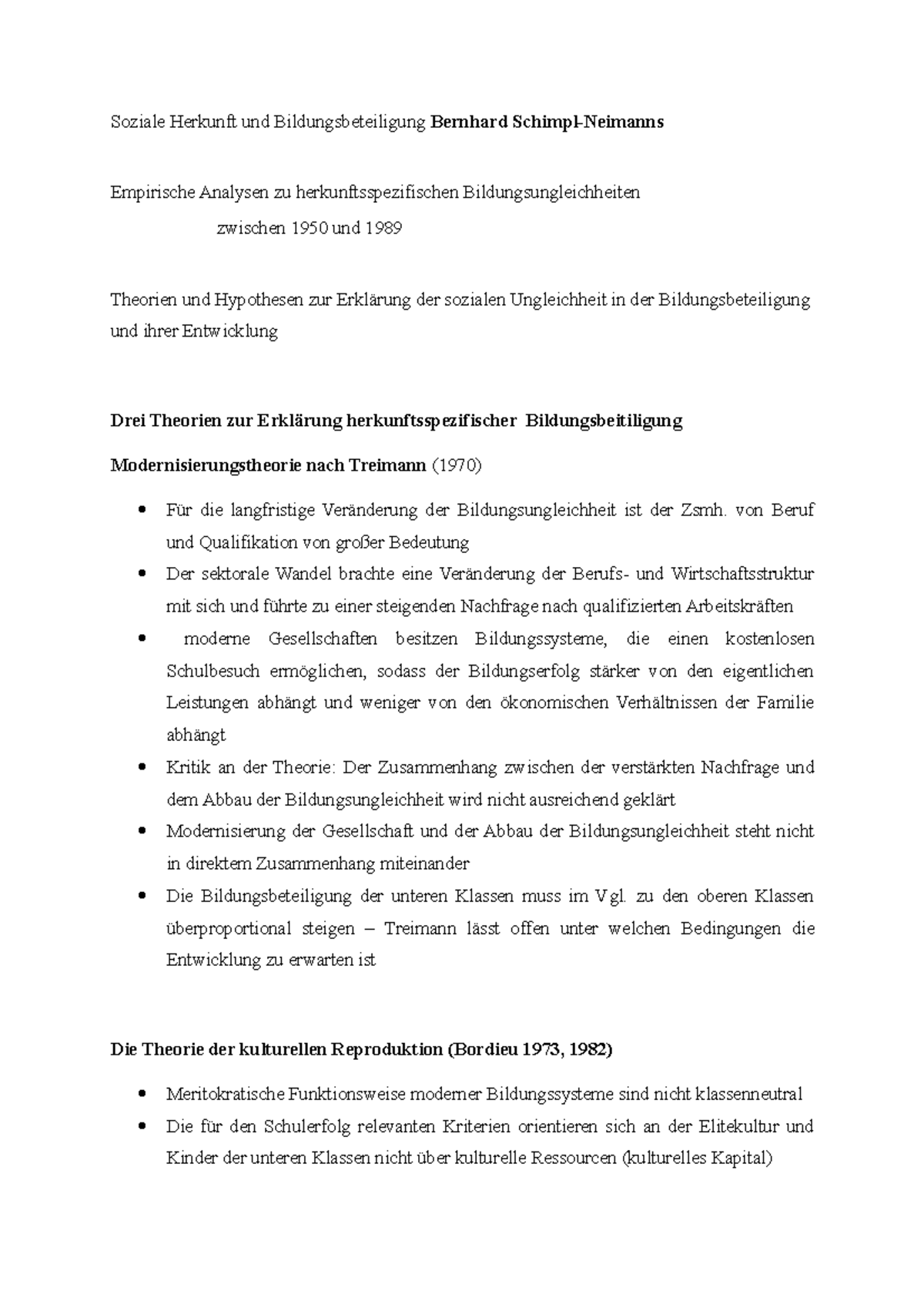 Soziale Herkunft Und Erfolg Vor Und Nachteile Soziale Herkunft und Bildungsbeteiligung - von Beruf und Qualifikation