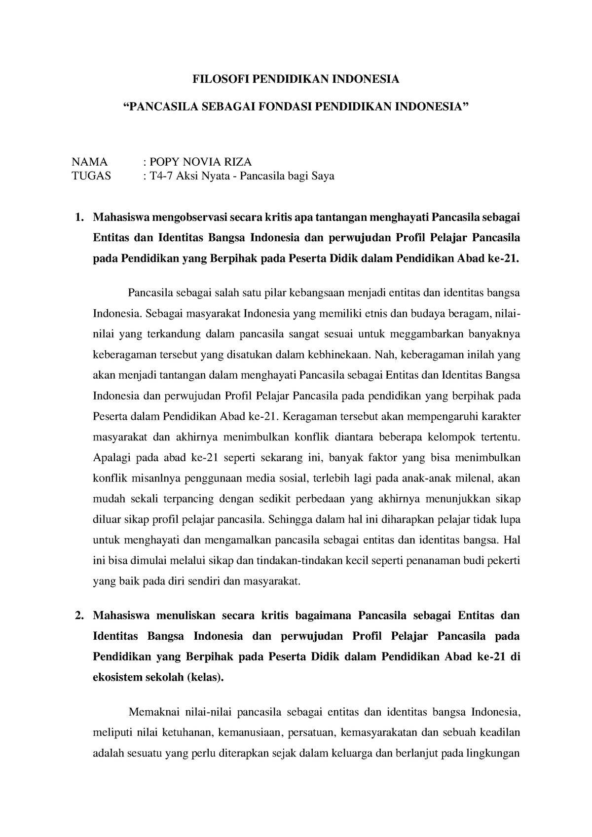 AKSI Nyata Topik 4 Filosofi Pendidikan Indonesia - FILOSOFI PENDIDIKAN ...