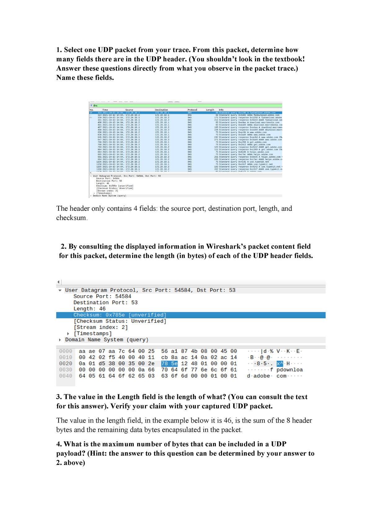 Lab2_bai3b Mạng Máy Tính - Select One UDP Packet From Your Trace. From ...